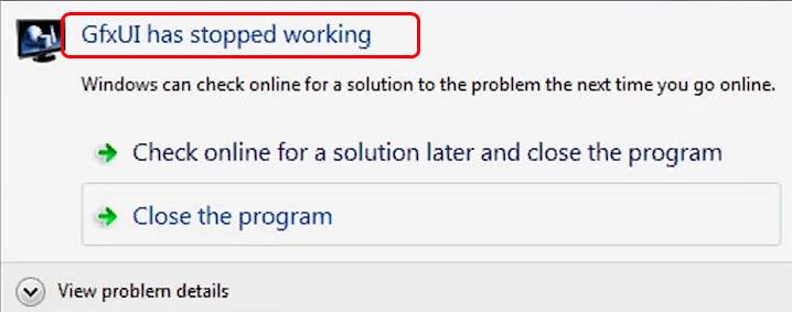 Program Has Stopped Working Error Windows 7